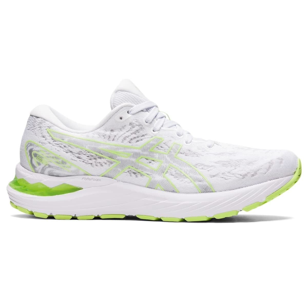 ASICS Women's Gel Cumulus 23 Running Shoes, White/Lime Green 8.5 B - Thumbnail 2