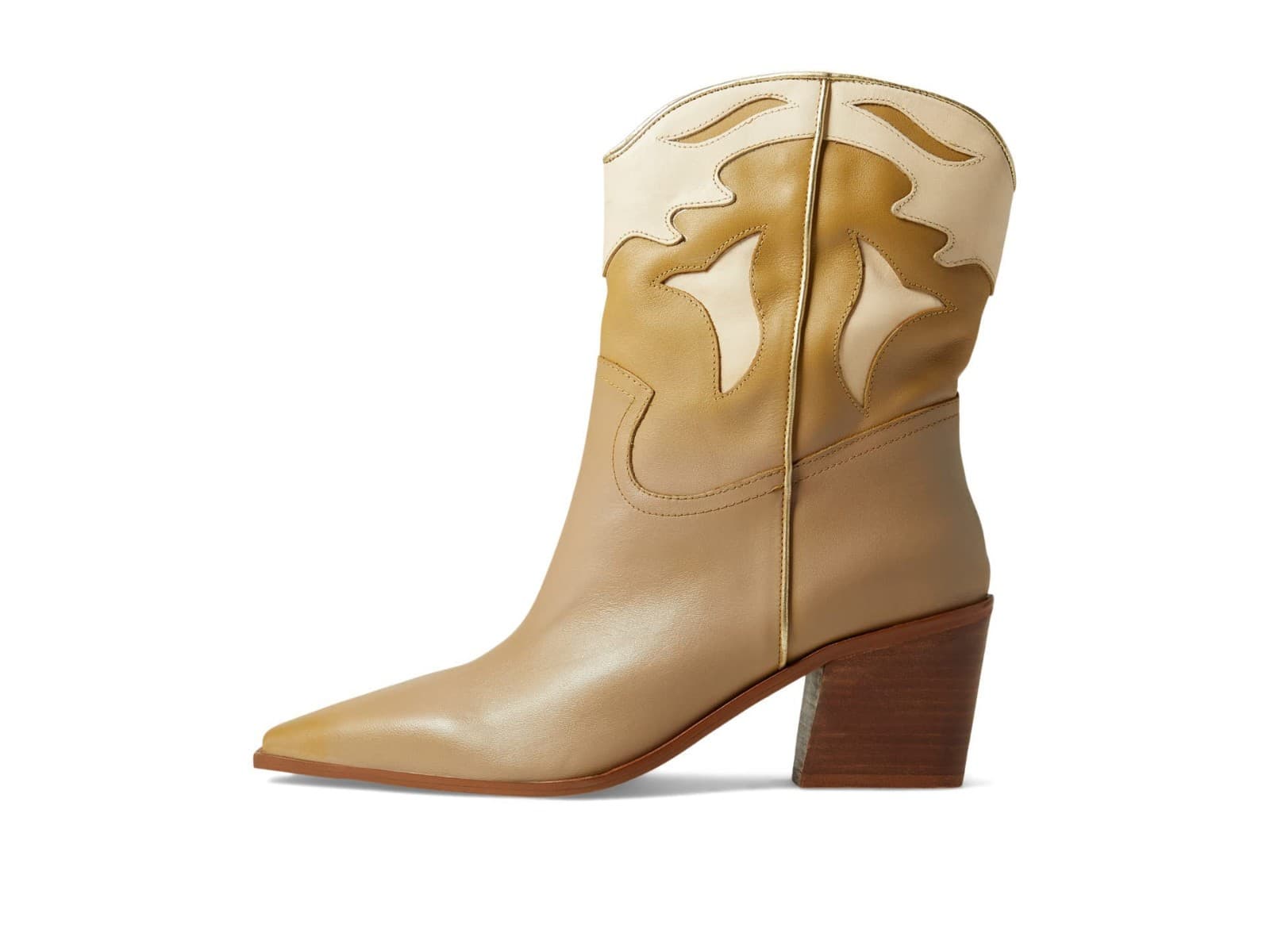 42 GOLD Women's Boots snipped toe Leather Bartlett Camel Block Heels 8.5 M - Thumbnail 2