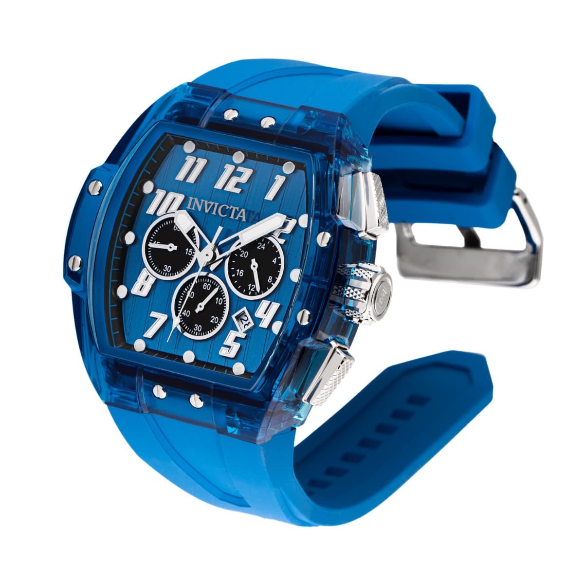 Invicta Men Watch S1 Rally Anatomic 47mm Quartz Chronograph Blue Silicone Strap - Thumbnail 2