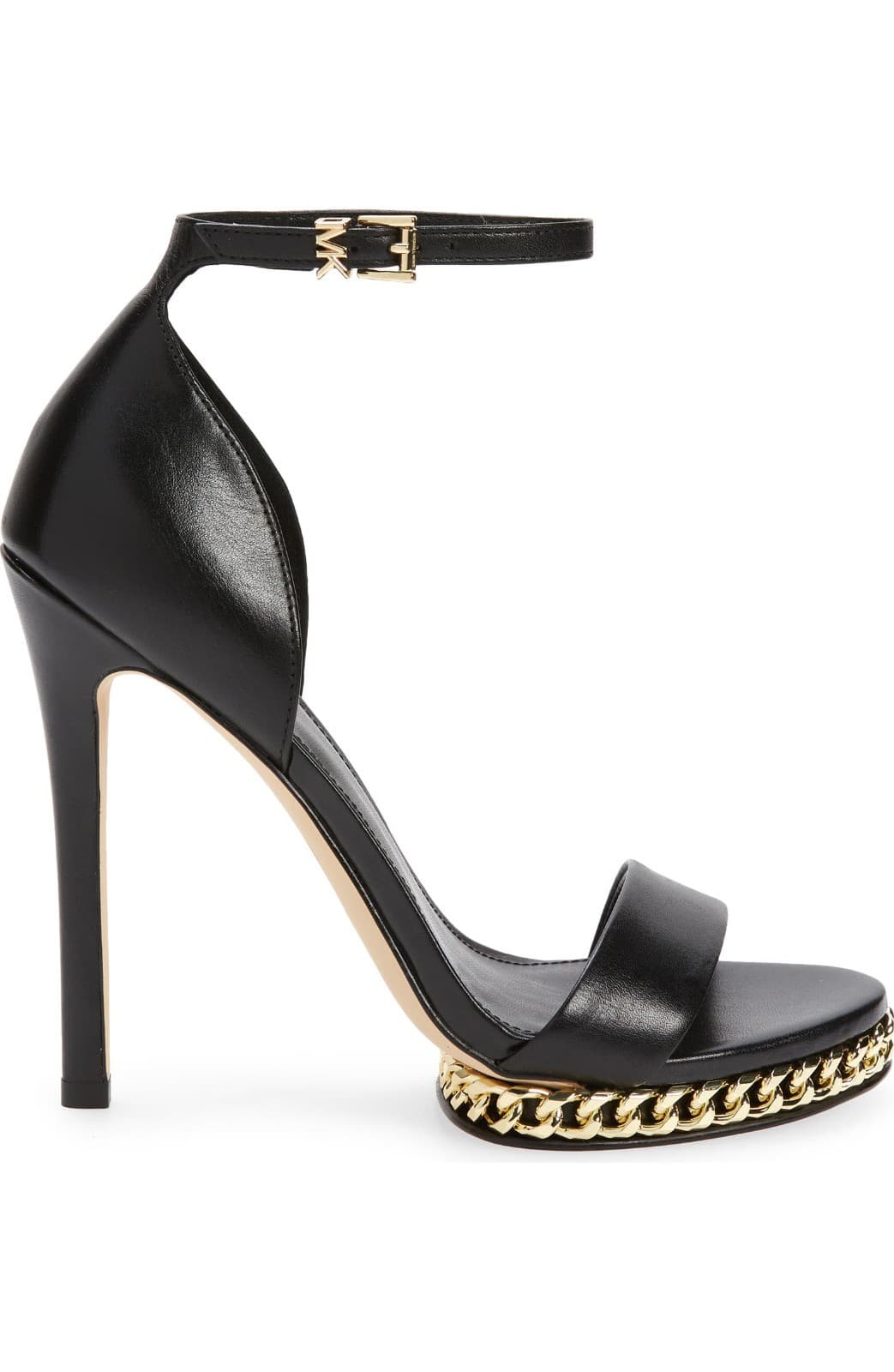 Michael Kors Women's Leather Jordyn Ankle Strap Chain Platform Sandal Black 9M - Thumbnail 4