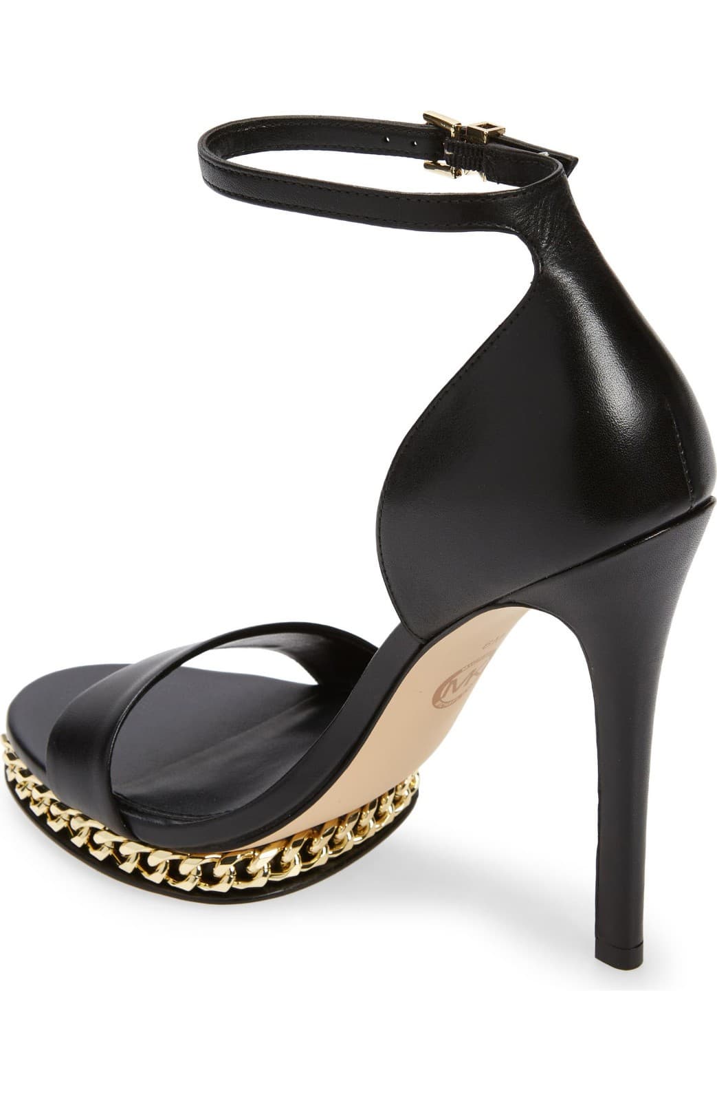 Michael Kors Women's Leather Jordyn Ankle Strap Chain Platform Sandal Black 9M - Thumbnail 5