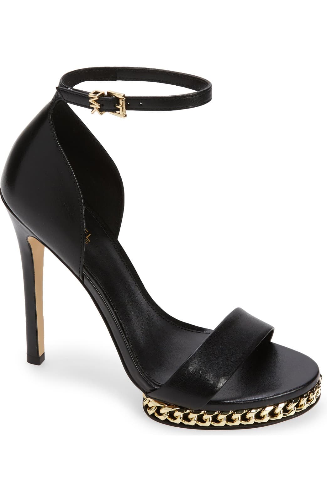 Michael Kors Women's Leather Jordyn Ankle Strap Chain Platform Sandal Black 9M - Thumbnail 2