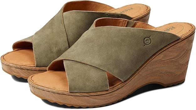 Born Women’s Nora Comfort Crisscross Green Suede Sandals Size 8 M - Image 1