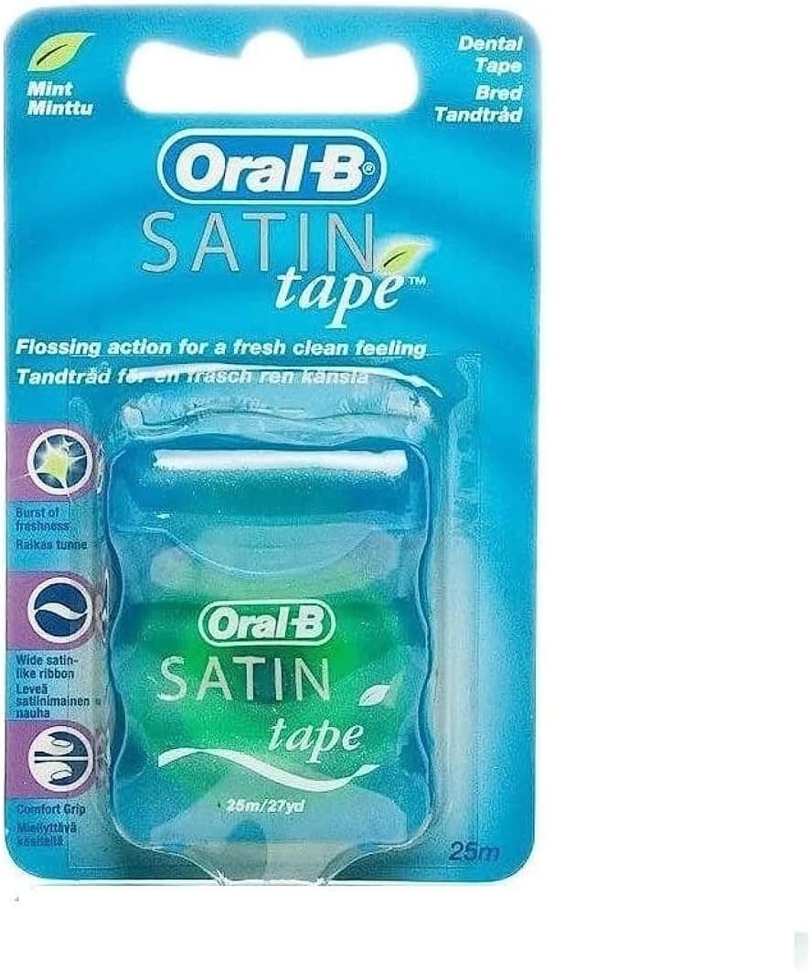 Oral-B Satin Tape Dental Floss 25m By Oral-B Satin Tape Mint-PACK OF 12 - Thumbnail 2