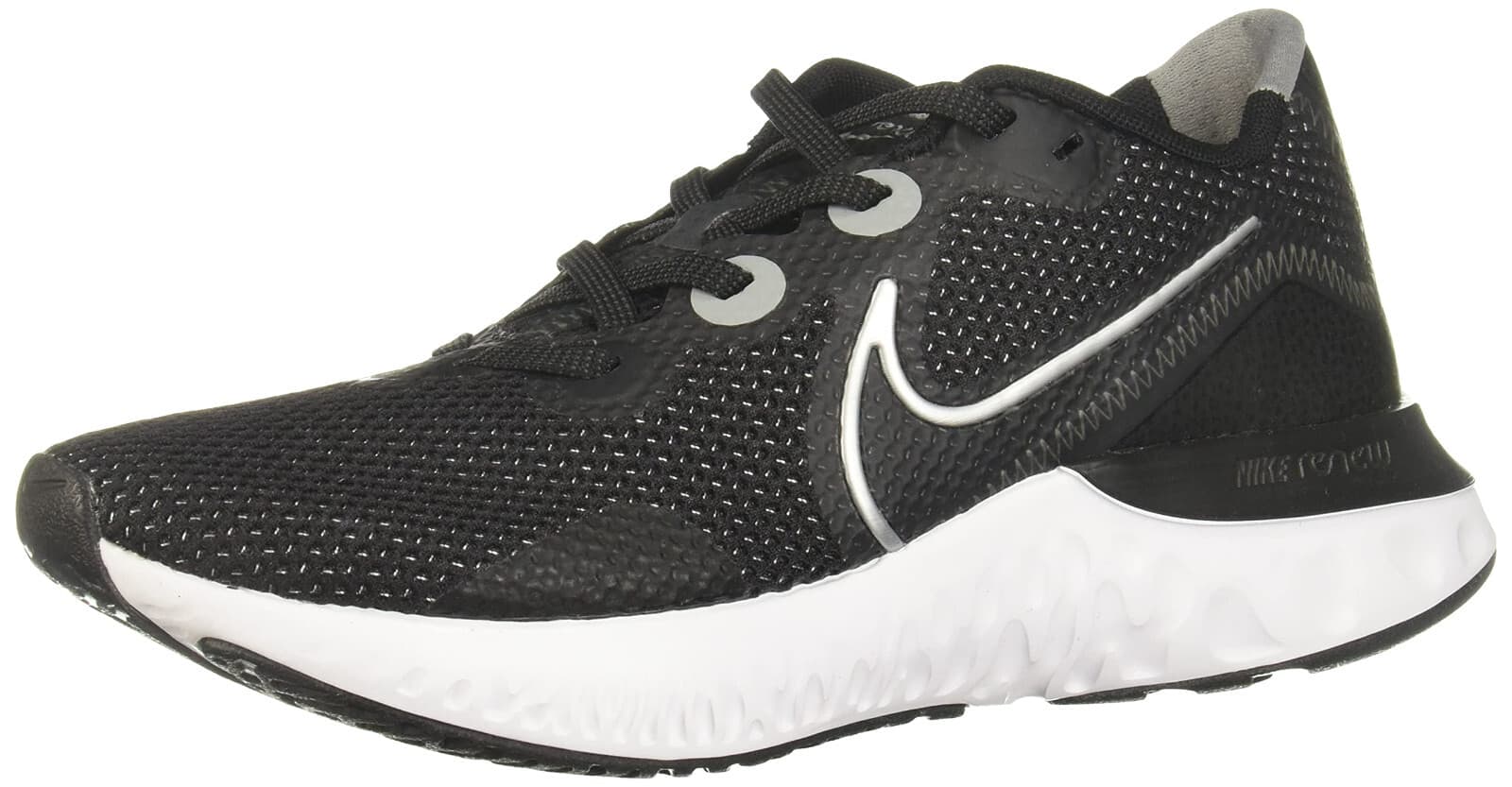NIKE RENEW RUN LOW TRAINERS WOMEN SHOES Black Metallic Silver White Size 9 B - Image 1