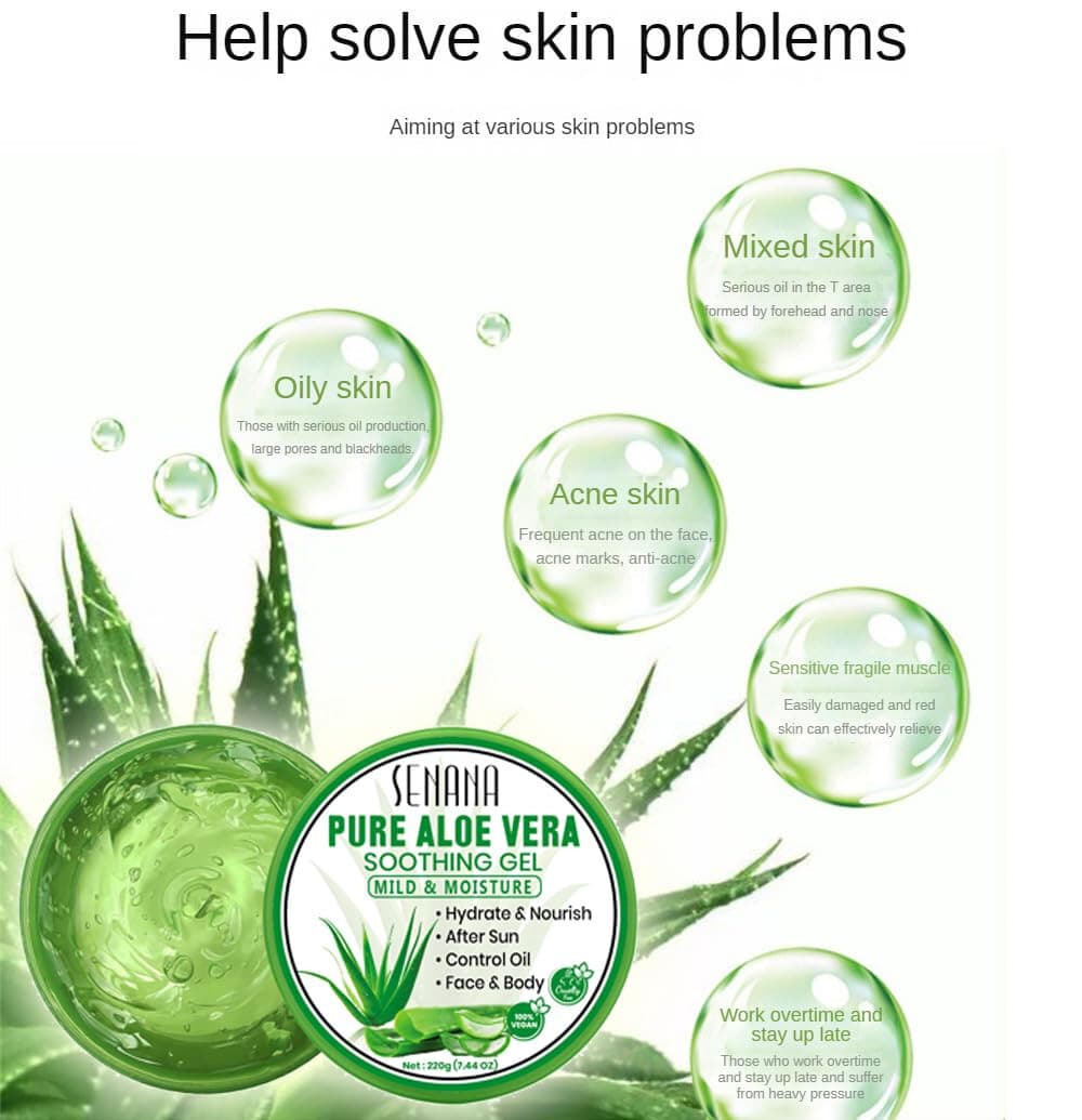 Aloe Vera Body Face Moisturizer Skin Care Dry Skin Anti Wrinkle Acne Scars - Thumbnail 2