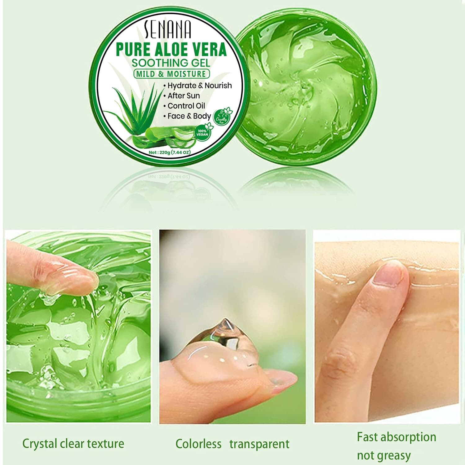 Aloe Vera Body Face Moisturizer Skin Care Dry Skin Anti Wrinkle Acne Scars - Thumbnail 3