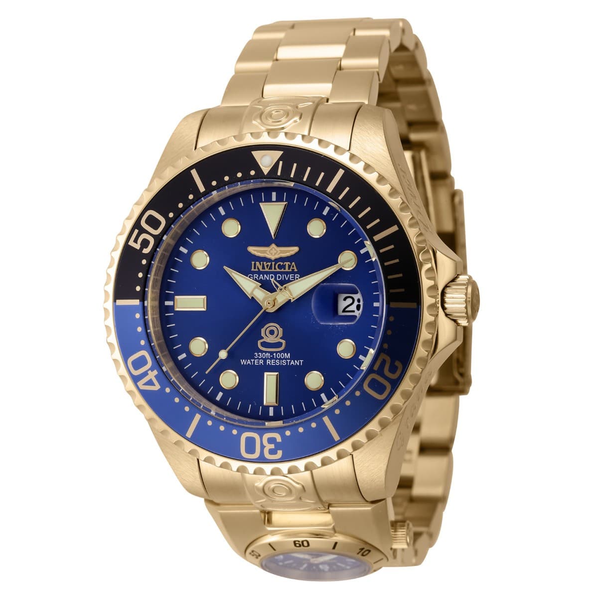 Invicta Men’s Grand Diver 47mm Gold Dual Time Automatic Stainless Watch - Image 1