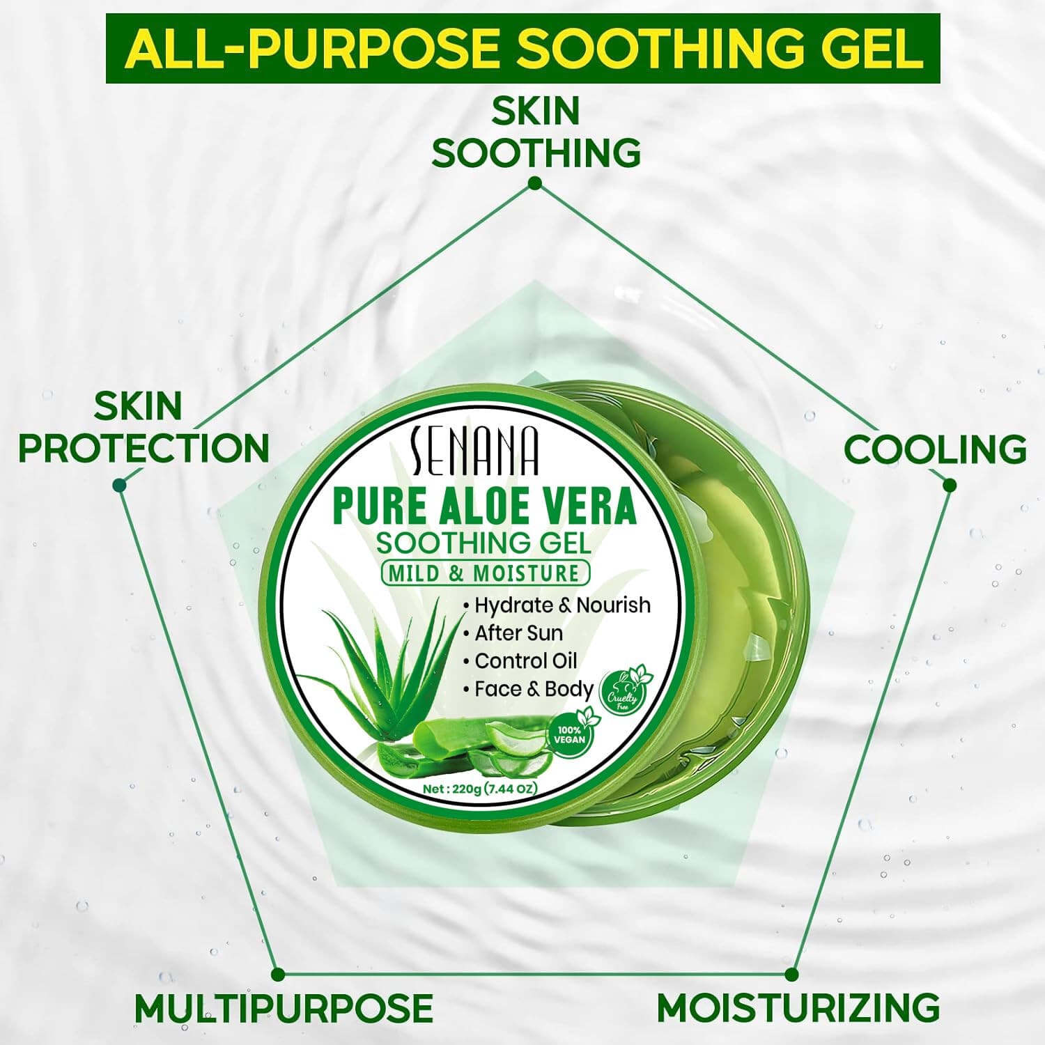 Aloe Vera Body Face Moisturizer Skin Care Dry Skin Anti Wrinkle Acne Scars - Thumbnail 8