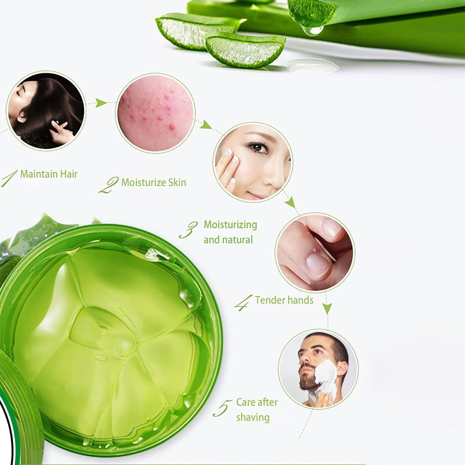 Aloe Vera Body Face Moisturizer Skin Care Dry Skin Anti Wrinkle Acne Scars - Thumbnail 5