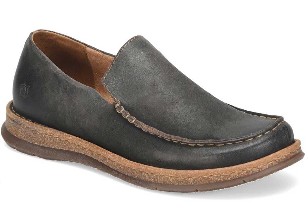 BORN Baylor Dark Grey Distressed Suede Slip On Loafers Shoes Men's size 9.5 M - Image 1