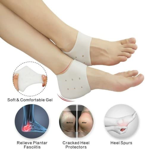 4 Pcs Unisex Heel Protectors Insoles Cracked Feet Care Socks Sleeve Silicone Gel - Thumbnail 3