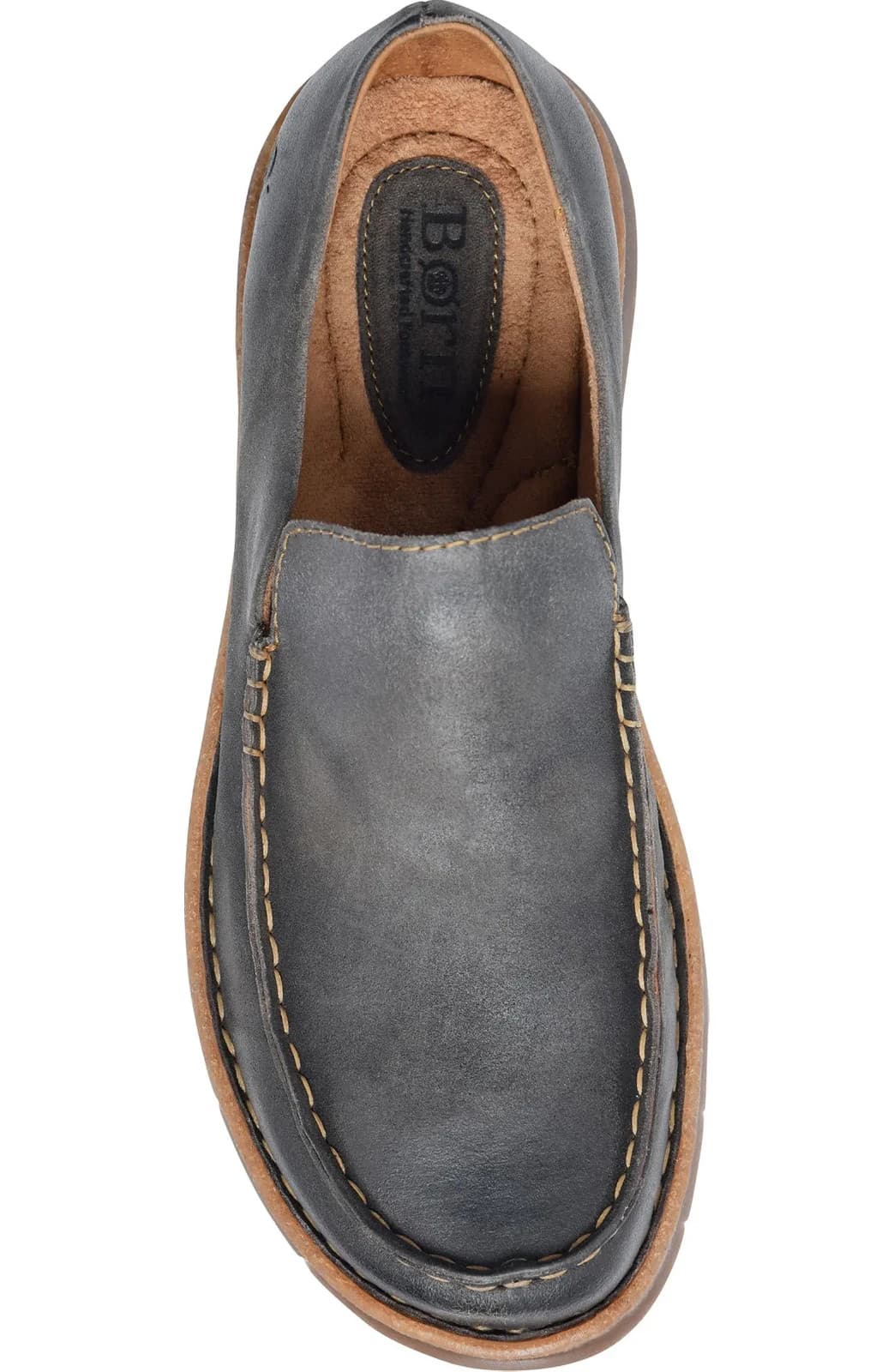 BORN Baylor Dark Grey Distressed Suede Slip On Loafers Shoes Men's size 9.5 M - Thumbnail 5