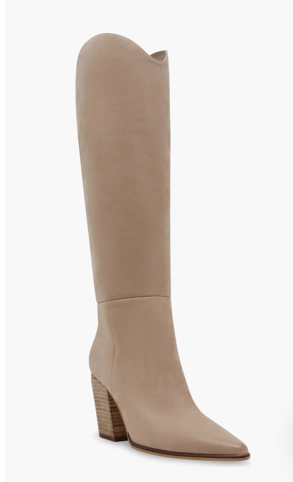 Steve Madden Croft Pointed Toe Knee High Boots Tan Nubuck Size US 8 Wide - Thumbnail 3