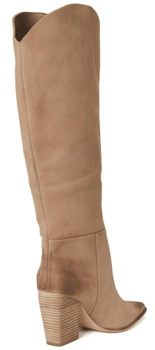 Steve Madden Croft Pointed Toe Knee High Boots Tan Nubuck Size US 8 Wide - Thumbnail 5