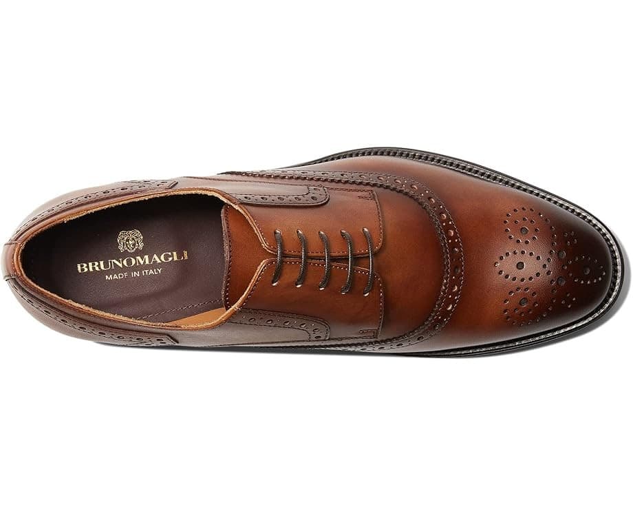 Bruno MagliMen's Atillio Lace Up Wingtip Blucher Oxford Dress Shoes Cognac 11.5 - Thumbnail 3