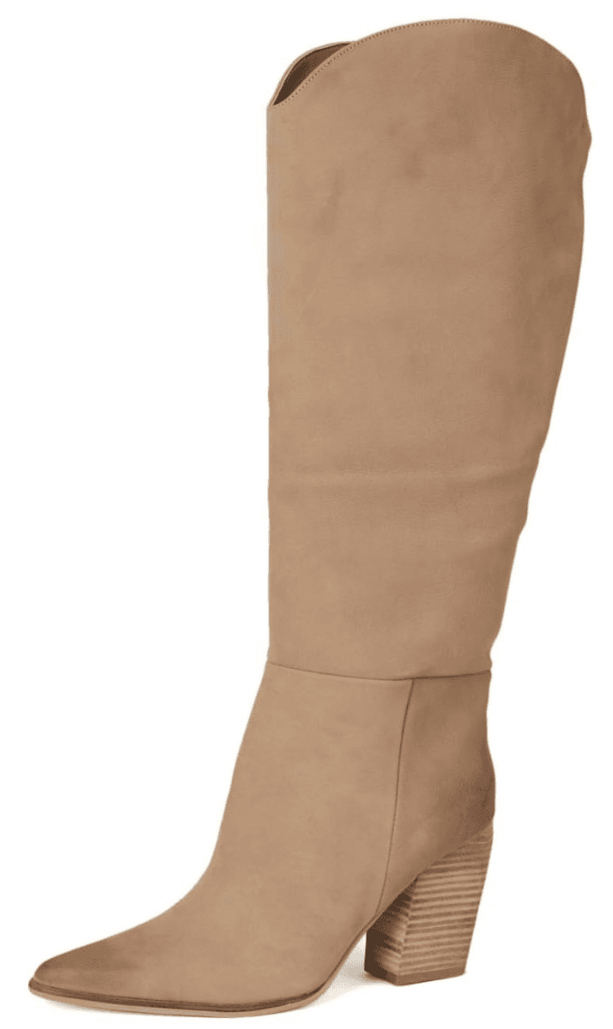 Steve Madden Croft Pointed Toe Knee High Boots Tan Nubuck Size US 8.5 Wide - Thumbnail 4
