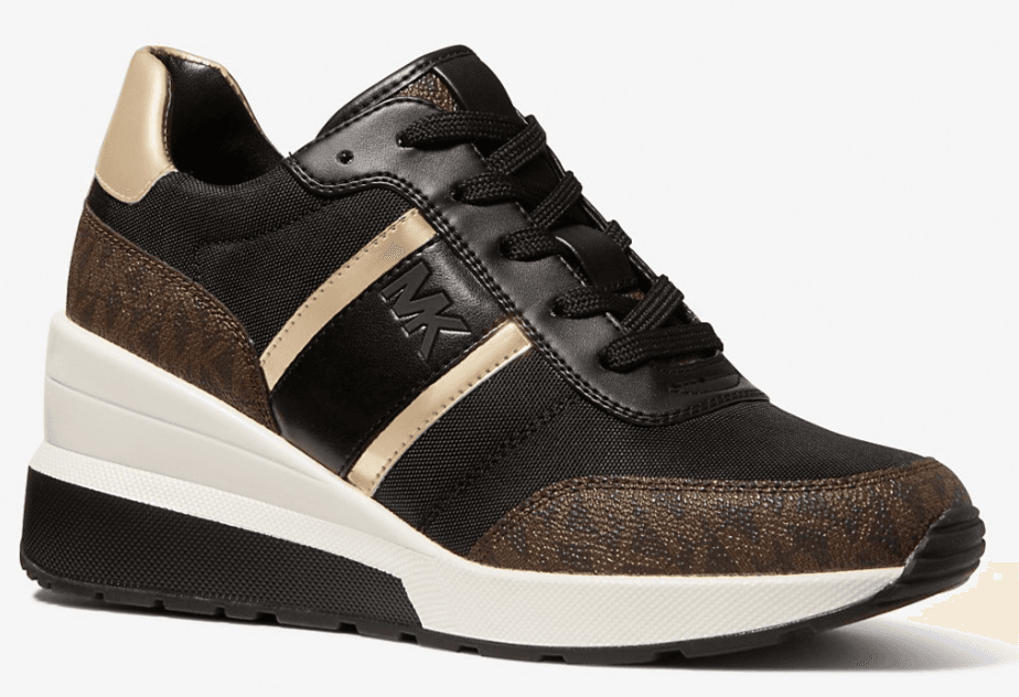 Michael Kors Women's Mabel Mixed-Media Trainer Black Brown Lace-Up 7 M - Thumbnail 3