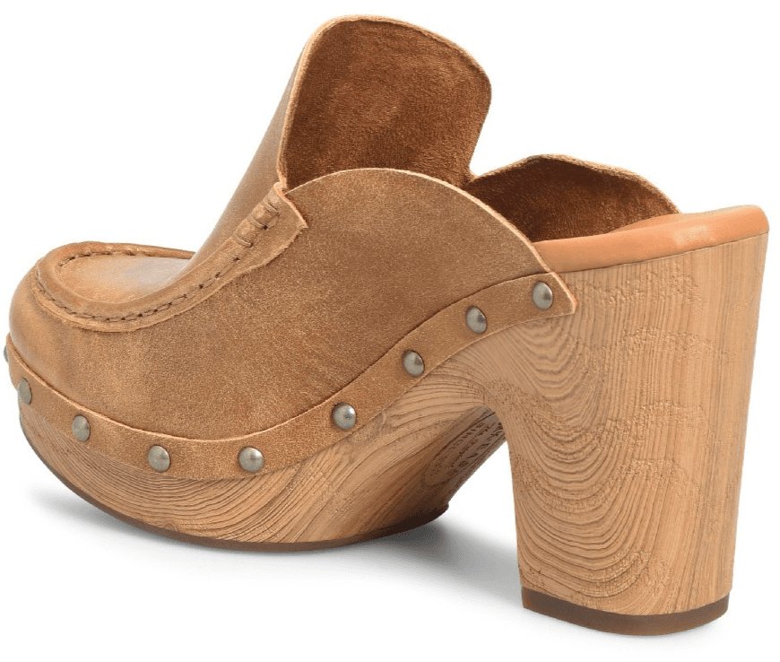 KORK-EASE Women's Spencer Clog - Riveted Trim, Faux Wood Heel Tan, 10M US - Thumbnail 3