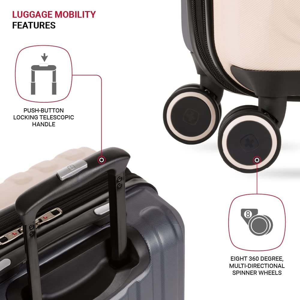 SwissGear 8028 Duet Carry On 19 Expandable Luggage Spinner Wheel Pink/Dark Grey - Thumbnail 4
