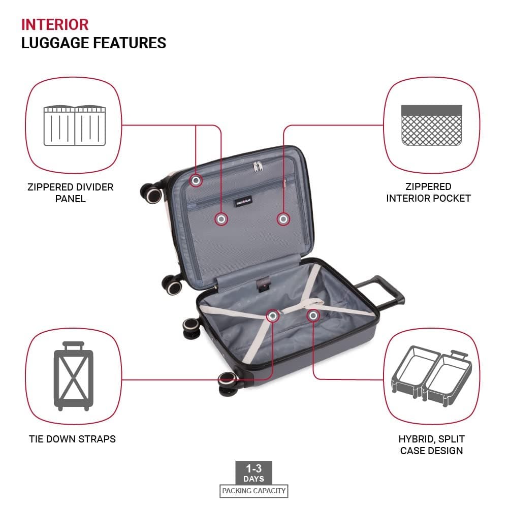 SwissGear 8028 Duet Carry On 19 Expandable Luggage Spinner Wheel Pink/Dark Grey - Thumbnail 5
