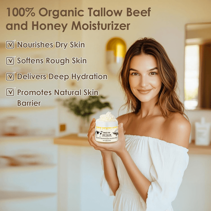 Whipped Beef Tallow for Skin Organic Grass Fed Beef Tallow and Honey Moisturizer - Thumbnail 2