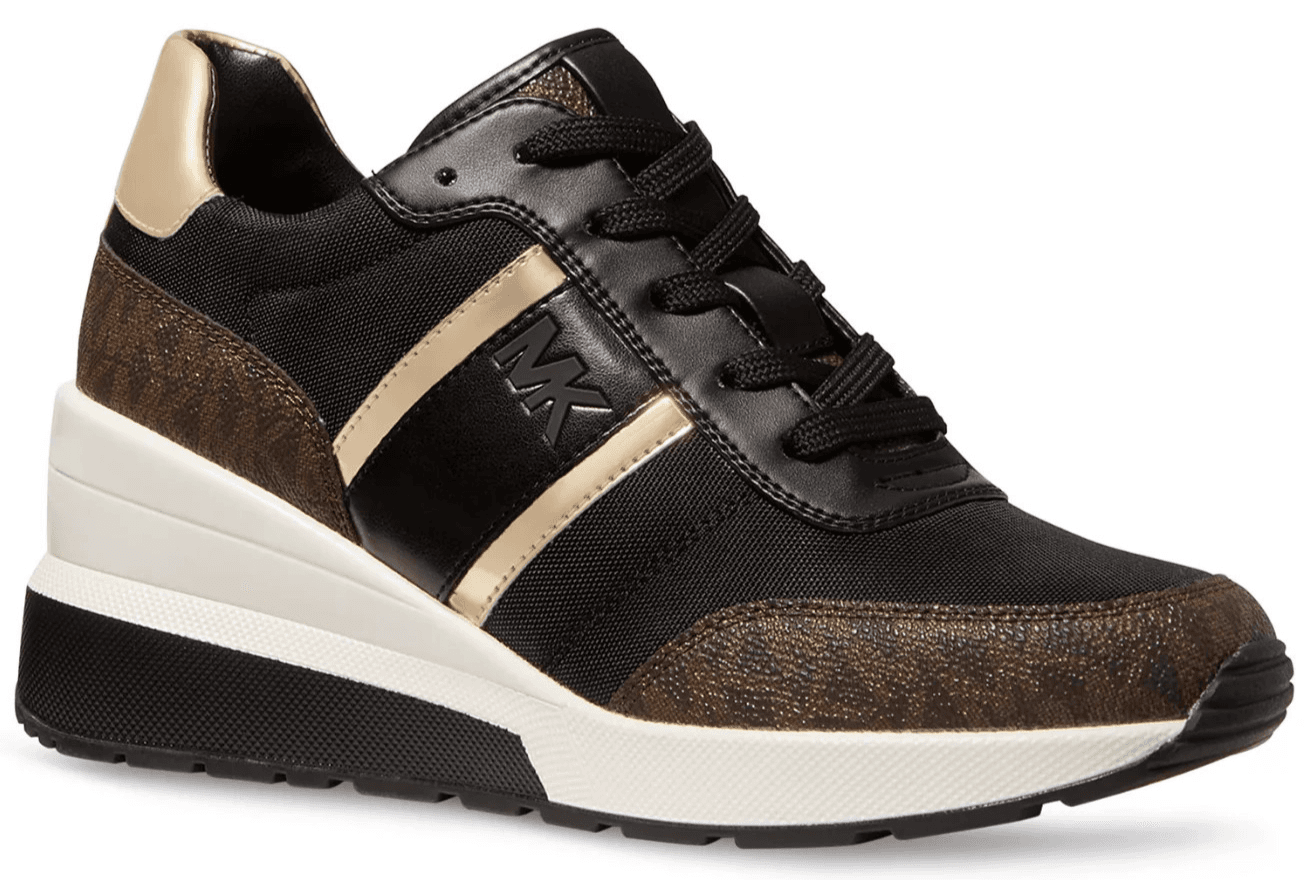 Michael Kors Women's Mabel Mixed-Media Trainer Black Brown Lace-Up 7 M - Image 1