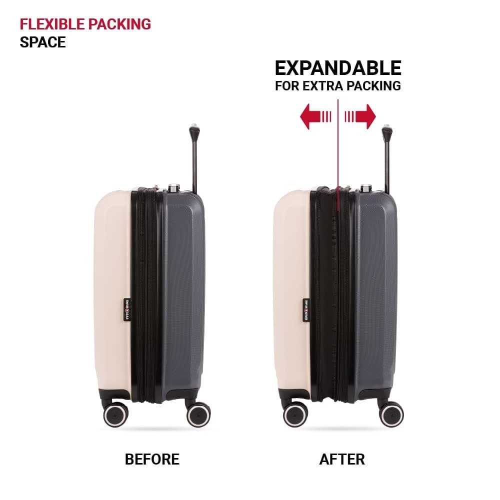 SwissGear 8028 Duet Carry On 19 Expandable Luggage Spinner Wheel Pink/Dark Grey - Thumbnail 3