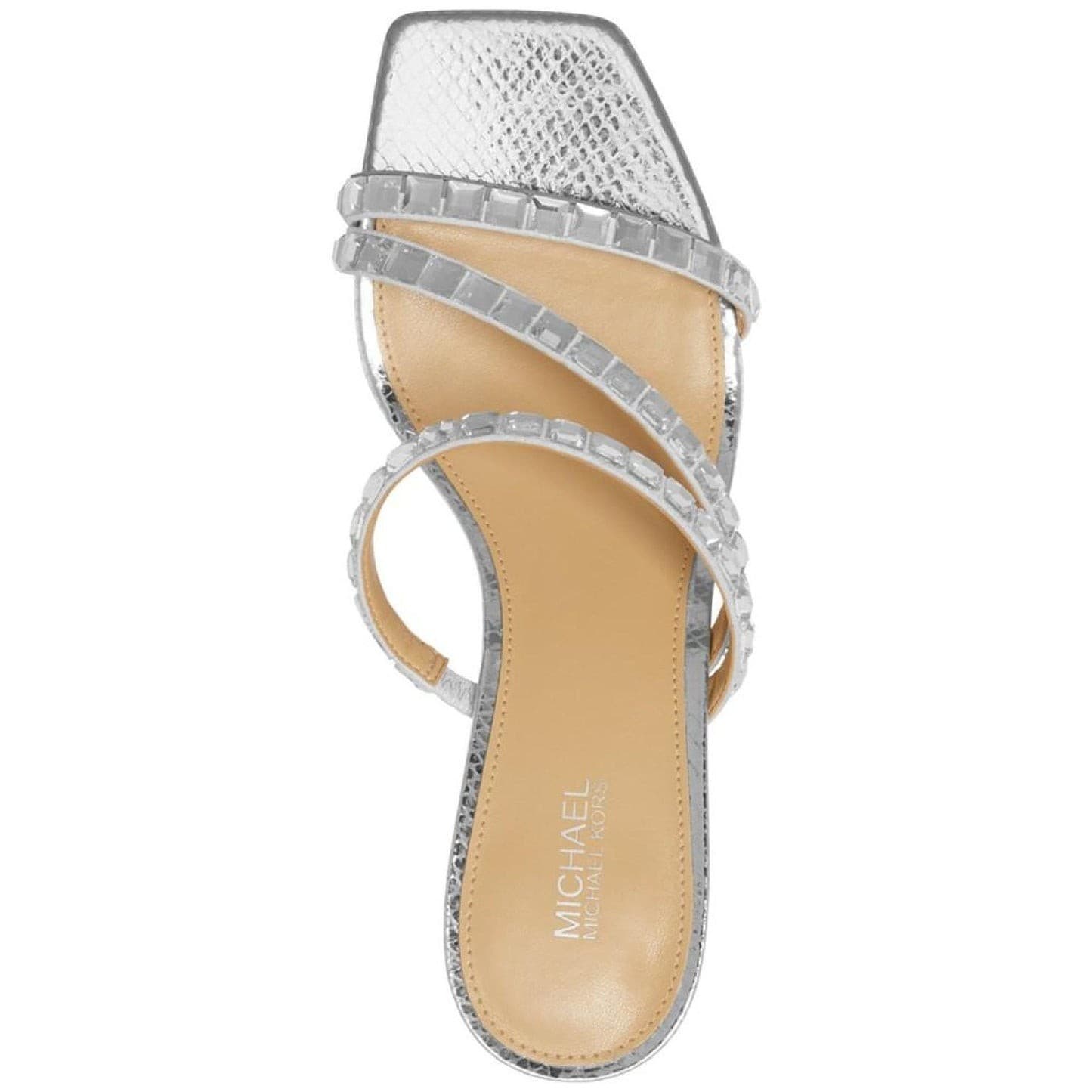 Michael Kors Women's Celia Embellished Kitten-Heel Slide Sandals Silver 8 - Thumbnail 3