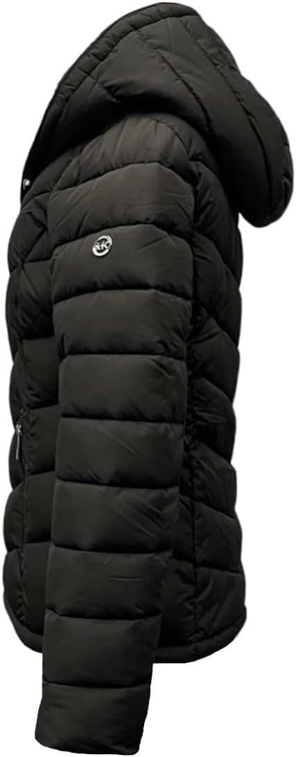 MICHAEL Michael Kors Hooded Packable Down Puffer Jacket Coat Zip Front Black M - Thumbnail 3