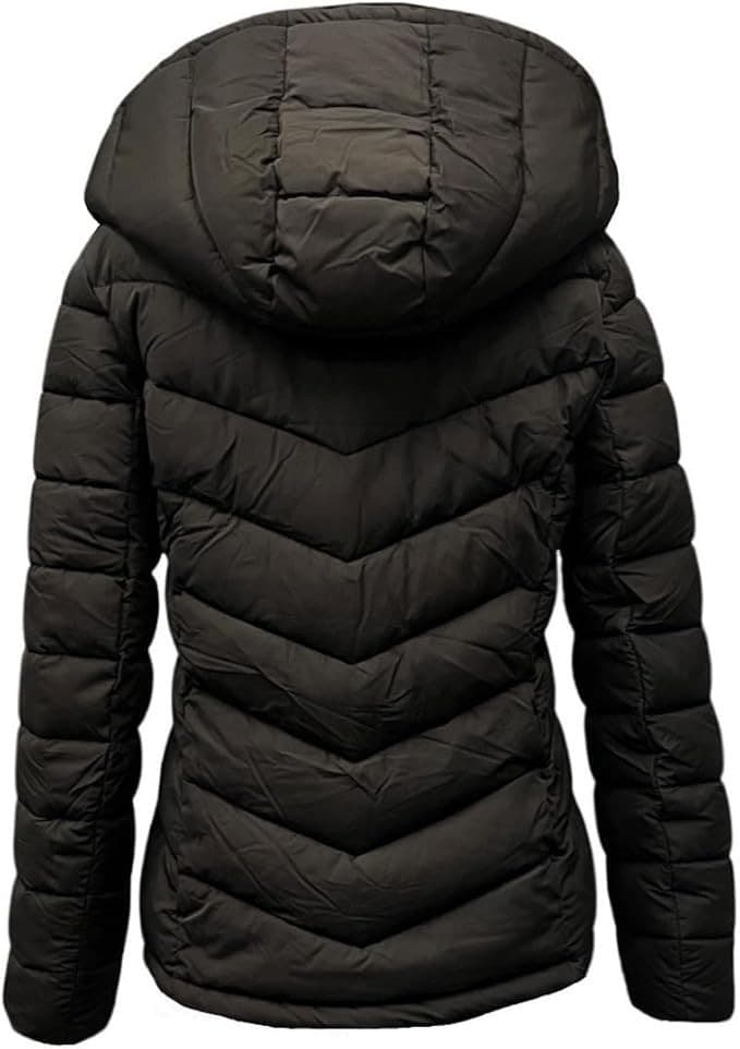 MICHAEL Michael Kors Hooded Packable Down Puffer Jacket Coat Zip Front Black M - Thumbnail 4