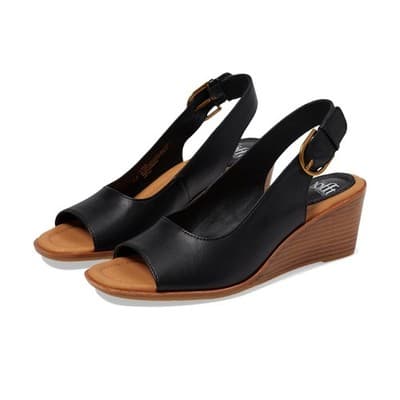 Sofft Wedge Heel Gabriella Sandal Leather Womens 9.5 Black - Image 1