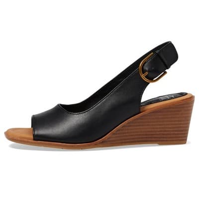 Sofft Wedge Heel Gabriella Sandal Leather Womens 9.5 Black - Thumbnail 2