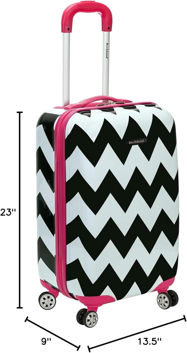 Rockland Safari Hardside Spinner Wheel Luggage, Zebra, Carry-On 20-Inch - Thumbnail 2