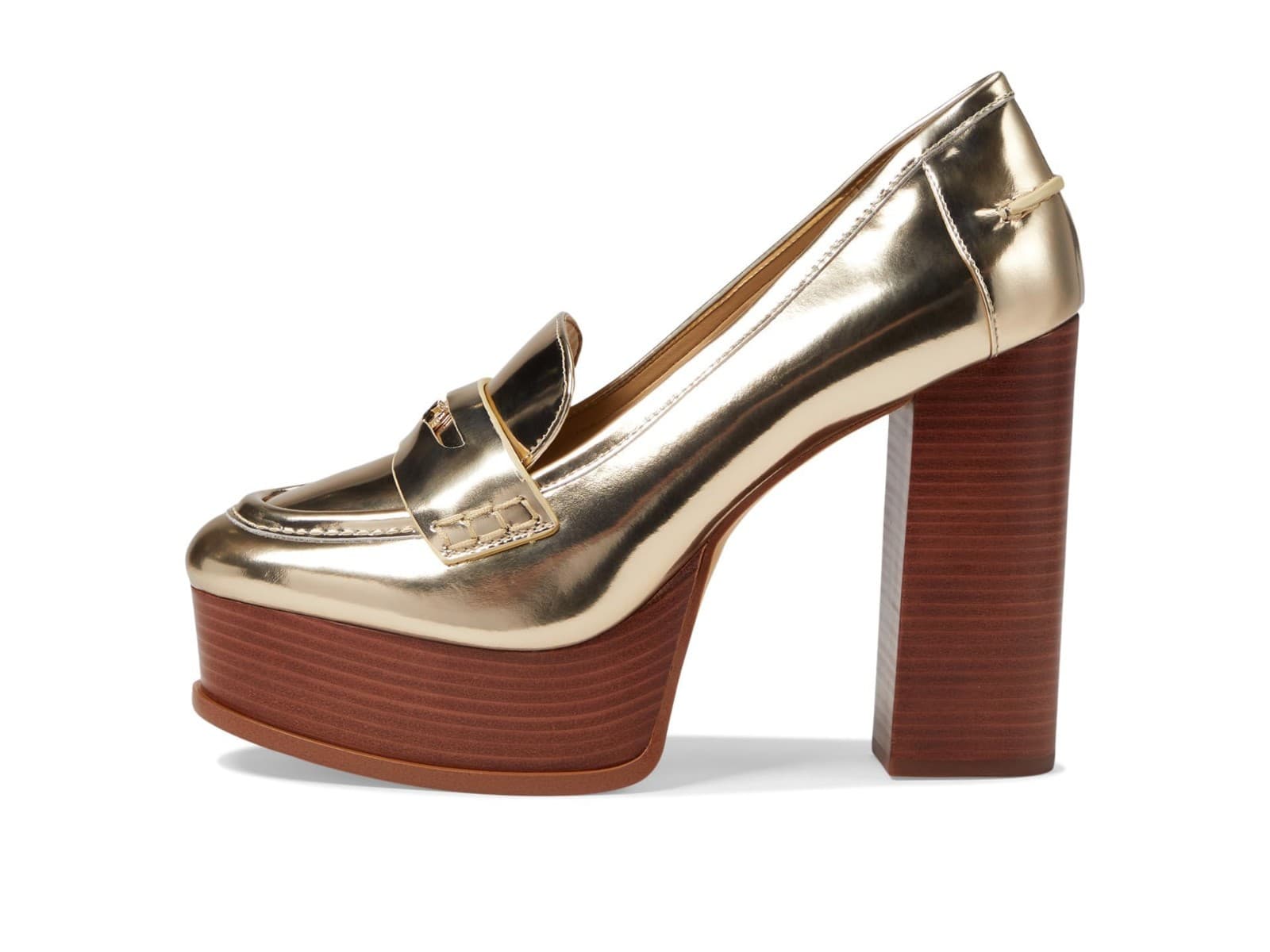 Michael Kors Eden Leather Loafer Platform Pump Pale Gold Metallic Size 7 M - Thumbnail 2
