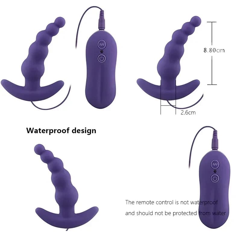 Vibrating Anal Plug Beads Purple Prostate Massager and Anal plug 10 Modes - Thumbnail 2