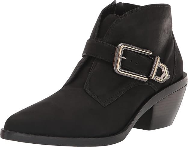 NEW Vince Camuto Ashena 7 M Black Suede Leather Buckle Zip Up Bootie Ankle Boots - Thumbnail 3