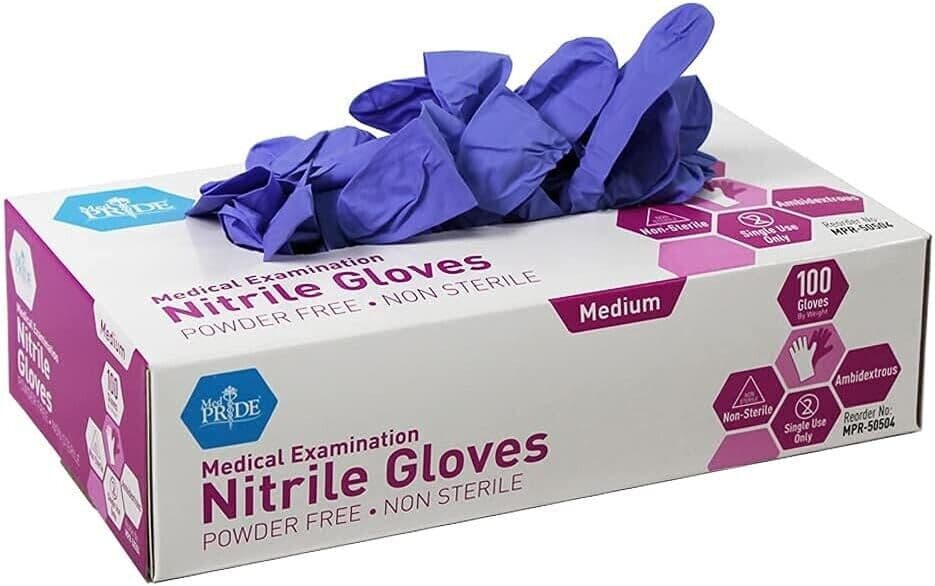 200 MedPride Powder-Free Nitrile Exam Gloves Large Large Pack of 100 x2 - Thumbnail 8