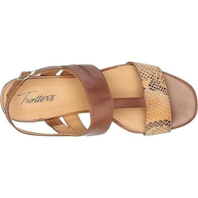 Trotters Larissa Open Toe Sling Back Heeled Sandals 10.5 Wide Luggage Leather - Thumbnail 5