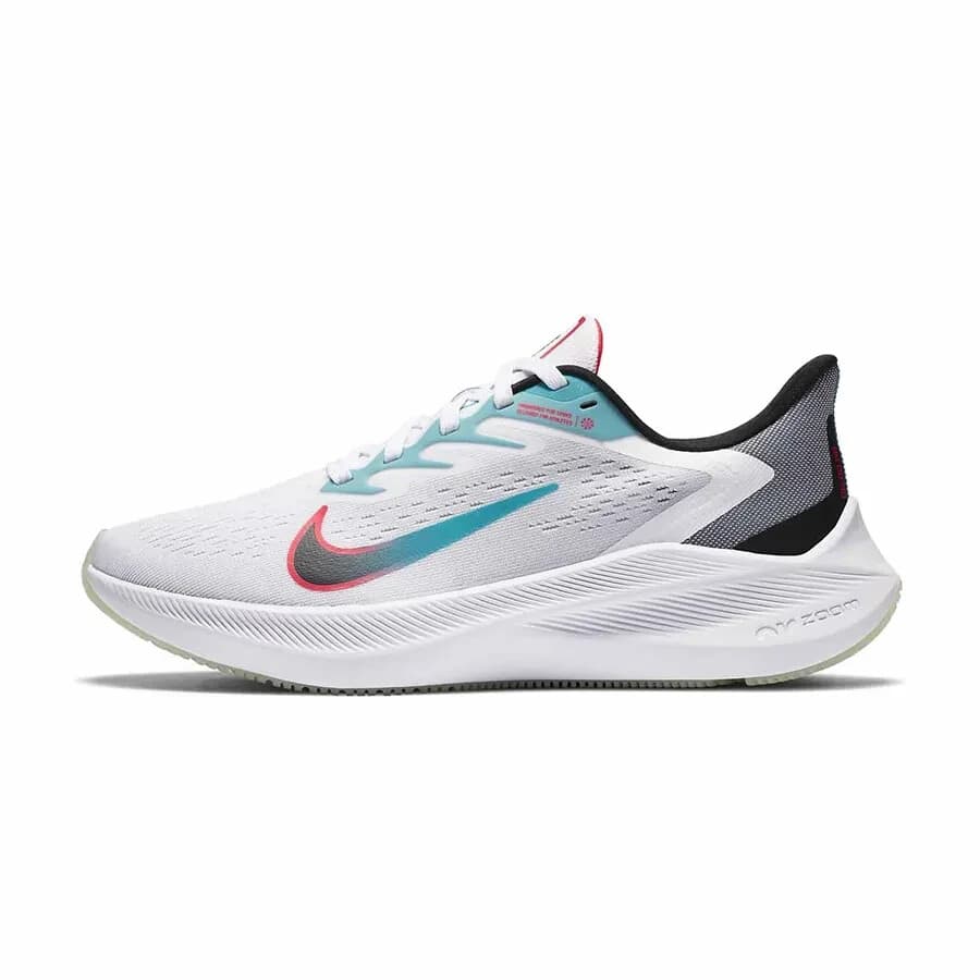 NIKE MENS ZOOM WINFLO 7 RUNNING SHOES White/Black/Flash Crimson Size 9.5 - Thumbnail 3