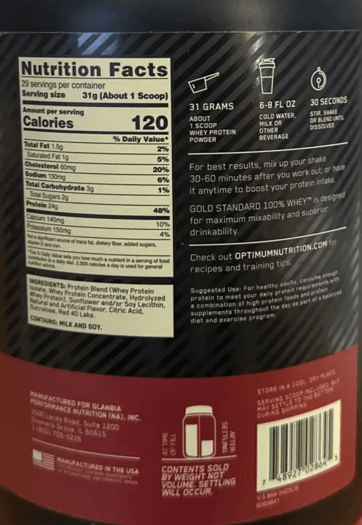 2 Pack OPTIMUM NUTRITION GOLD STANDARD 100% WHEY PROTEIN 2LB Muscle - Thumbnail 5