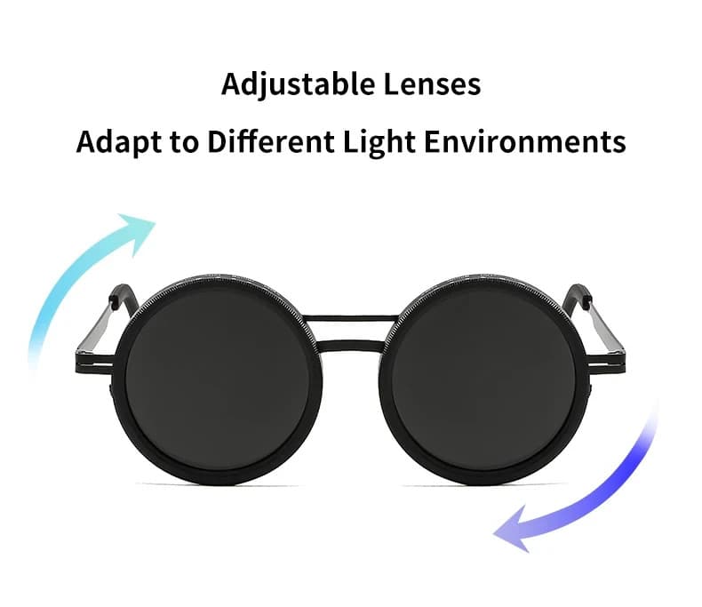 Adjustable Tint Sunglasses, 1-9 Gears Rounded Polarized Glasses with ND Filter - Thumbnail 6