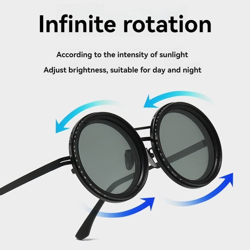 Adjustable Tint Sunglasses, 1-9 Gears Rounded Polarized Glasses with ND Filter - Thumbnail 2