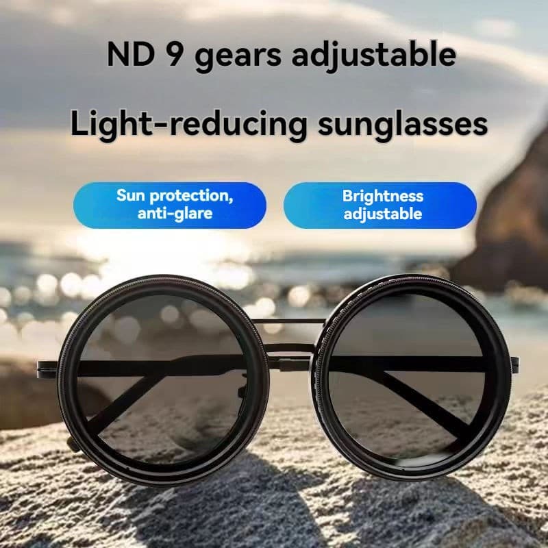 Adjustable Tint Sunglasses, 1-9 Gears Rounded Polarized Glasses with ND Filter - Thumbnail 4