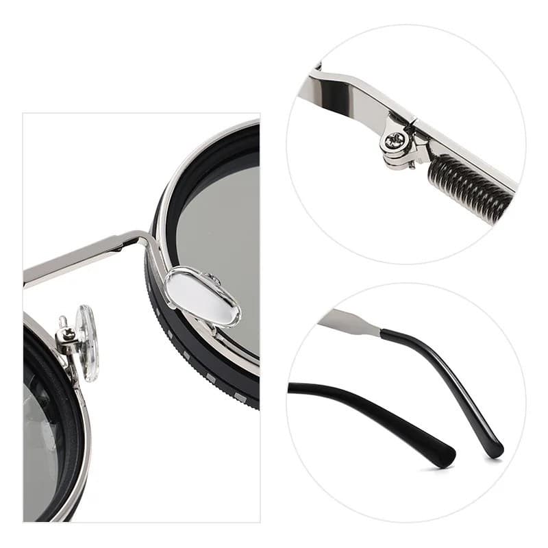 Adjustable Tint Sunglasses, 1-9 Gears Rounded Polarized Glasses with ND Filter - Thumbnail 9