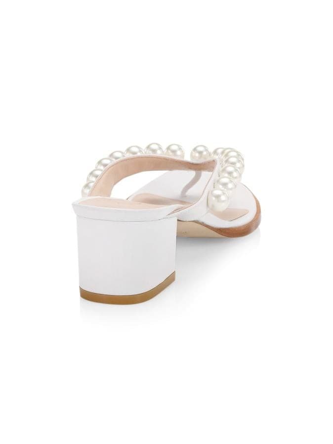 Stuart Weitzman Goldie 50 Sandal Embellished Leather BlockHeel Thong Sandals 8 B - Thumbnail 4