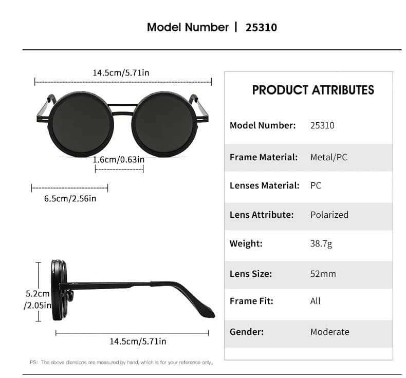Adjustable Tint Sunglasses, 1-9 Gears Rounded Polarized Glasses with ND Filter - Thumbnail 11