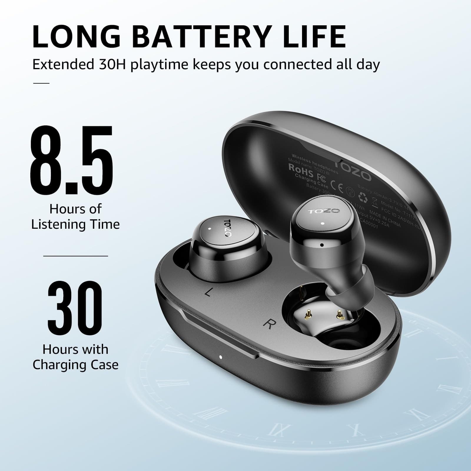 TOZO T12 Compact Ergonomic Edition Wireless Earbuds Bluetooth 5.3 Headphones - Thumbnail 6