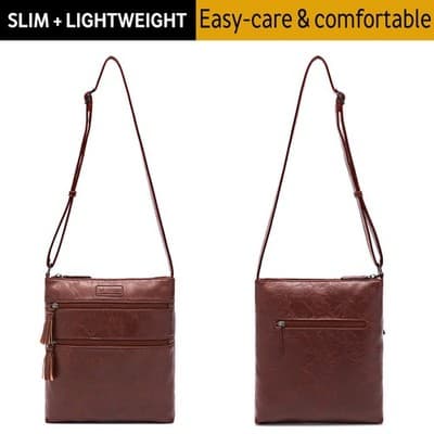 Brown Crossbody Handbag for Women, Medium Size, Zipper Pocket (Lea) - Thumbnail 6