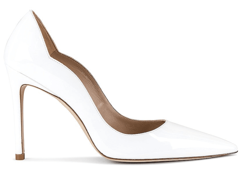 Stuart Weitzman Womens Stuart 100 Scallop Pump White 8.5 B - Thumbnail 2